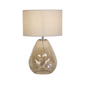 Table Lamps - Searchlight Devon 1Lt Table Lamp Champagne Punched Glass with Off White (65420CP)