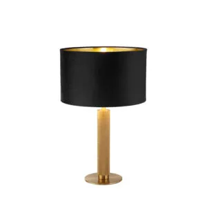 Searchlight London Table Lamp Knurled Brass & Black Velvet Shade