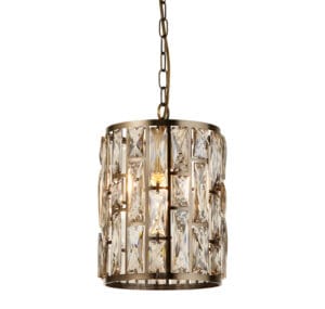 Ceiling Pendants - Searchlight Bijou Pendant Antique Brass Metal & Champagne Glass (6581-1AB)