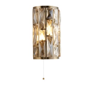 Wall Lighting - Searchlight Bijou 2Lt Wall Light Antique Brass Metal & Champagne Glass (6582-2AB)
