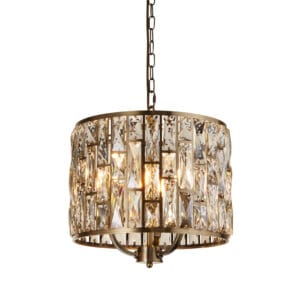 Ceiling Pendants - Searchlight Bijou 3Lt Pendant Antique Brass Metal & Champagne Glass (6583-3AB)