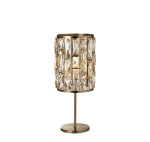 Table Lamps - Searchlight Bijou Table Lamp Antique Brass Metal & Champagne Glass (6584AB)