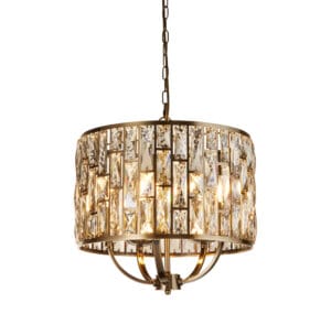 Ceiling Pendants - Searchlight Bijou 5Lt Pendant Antique Brass Metal & Champagne Glass (6585-5AB)