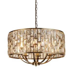 Ceiling Pendants - Searchlight Bijou 8Lt Pendant Antique Brass Metal & Champagne Glass (6588-8AB)