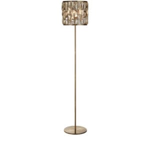 Floor Lamps - Searchlight Bijou Floor Lamp Antique Brass Metal & Champagne Glass (6589AB)