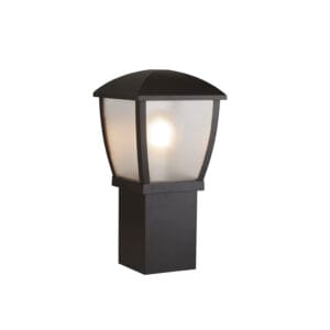 Bollards & Posts - Searchlight Seattle Post Black Metal & Clear Frosted Polycarbonate (6591-450)