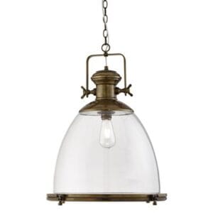 Ceiling Pendants - Searchlight Industrial Pendant Painted Antique Brass & Clear Glass (6659)