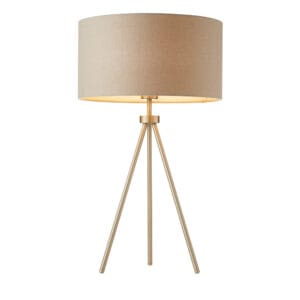 Table Lamps - Endon Tri 1lt Table Matt Nickel & grey linen mix fabric Non-dimmable (66986)