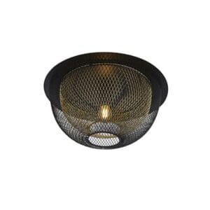 Searchlight Honeycomb Flush Black Metal & Gold Mesh