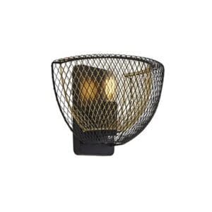 Wall Lighting - Searchlight Honeycomb Wall Light Black Metal & Gold Mesh (6842BGO)