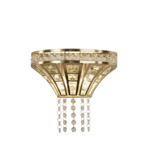Wall Lighting - Searchlight Gemma 2Lt Wall Light Satin Brass & Clear Crystal (68510-2SB)