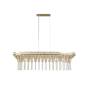 Ceiling Pendants - Searchlight Gemma 8Lt Bar Pendant Satin Brass & Clear Crystal (68510-8SB)