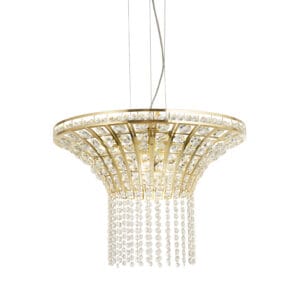 Ceiling Pendants - Searchlight Gemma 8Lt Round Pendant Satin Brass & Clear Crystal (68511-8SB)