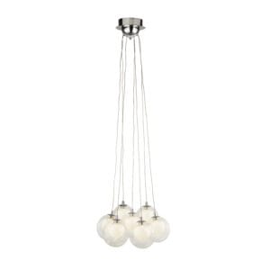 Ceiling Pendants - Searchlight Cluster 7Lt Pendant Chrome Metal & Clear & Crystal Sand (6867-7CC)