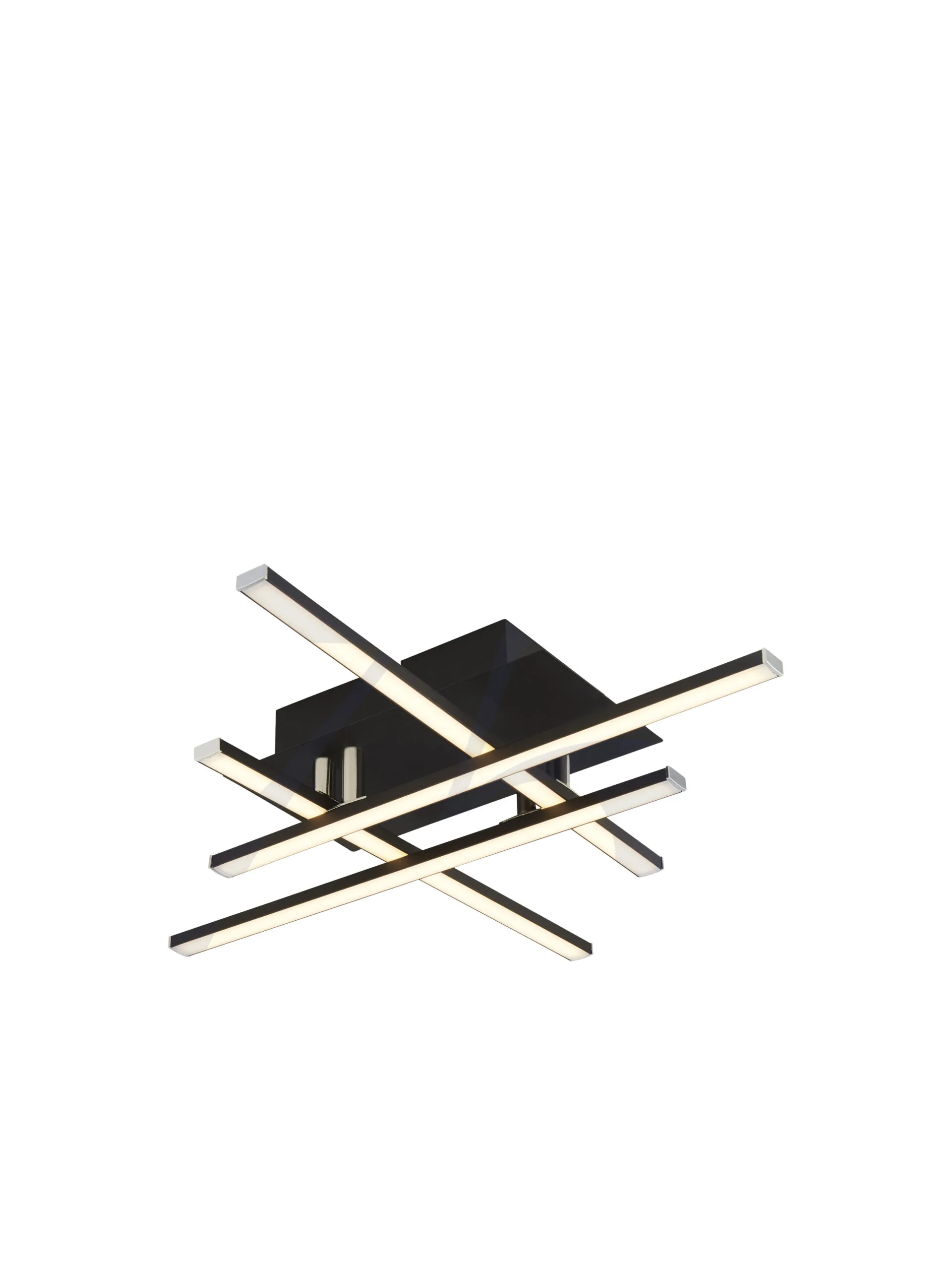 Ceiling Lighting - Searchlight Matrix 4Lt Flush Black Metal & Opal (694-4BK)