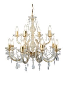 Ceiling Pendants - Searchlight Marie Therese 12Lt ChandelierPolished Brass & Clear Acrylic (699-12)