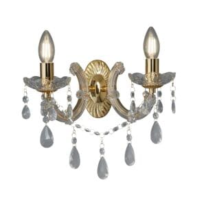 Wall Lighting - Searchlight Marie Therese 2Lt Wall LightPolished Brass & Clear Acrylic (699-2)