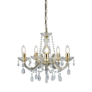 Ceiling Pendants - Searchlight Marie Therese 5Lt Pendant Polished Brass & Clear Acrylic (699-5)