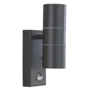Up & Down Lights - Searchlight Metro Outdoor Wall Light Silk Black Metal & Glass (7008-2BK-LED)