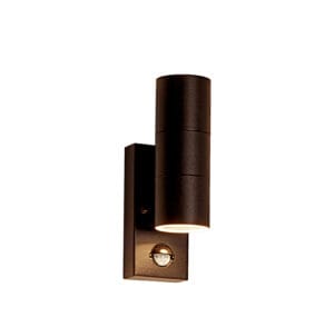 Up & Down Lights - Searchlight Metro Outdoor Wall Light Rustic Brown Metal & Glass (7008-2RUS-LED)