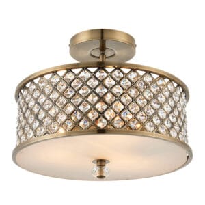 Endon Hudson 3lt Semi Flush Ceiling Pendant (Antique Brass)