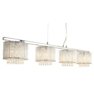 Ceiling Pendants - Searchlight Elise II 4Lt Bar Pendant Chrome Metal & Clear Crystal (7094-4CC)