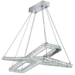 Ceiling Pendants - Searchlight Clover 2Lt LED Pendant Chrome & Clear Glass (7123CC)
