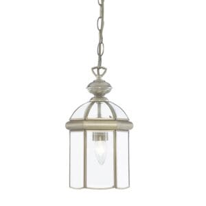 Ceiling Pendants - Searchlight Bevelled Lantern Antique Brass Metal & Clear Glass (7131AB)