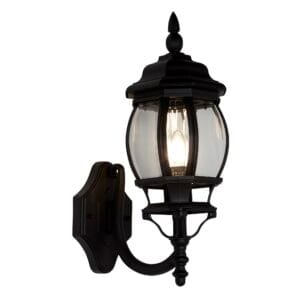 Lanterns - Searchlight Bel Aire Outdoor Wall Light Black Metal & Clear Glass (7144-1)
