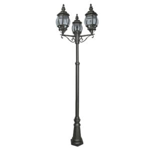 Bollards & Posts - Searchlight Bel Aire Outdoor Post Black Metal & Clear Glass (7173-3)