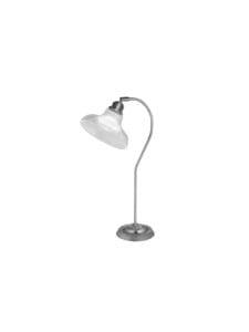 Table Lamps - Searchlight Bistro III Table Lamp Satin Silver & Holphane Style Glass (7180SS)