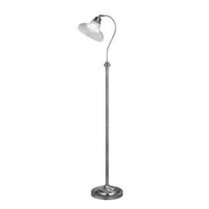 Floor Lamps - Searchlight Bistro III Floor Lamp Satin Silver & Holphane Style Glass (7184SS)