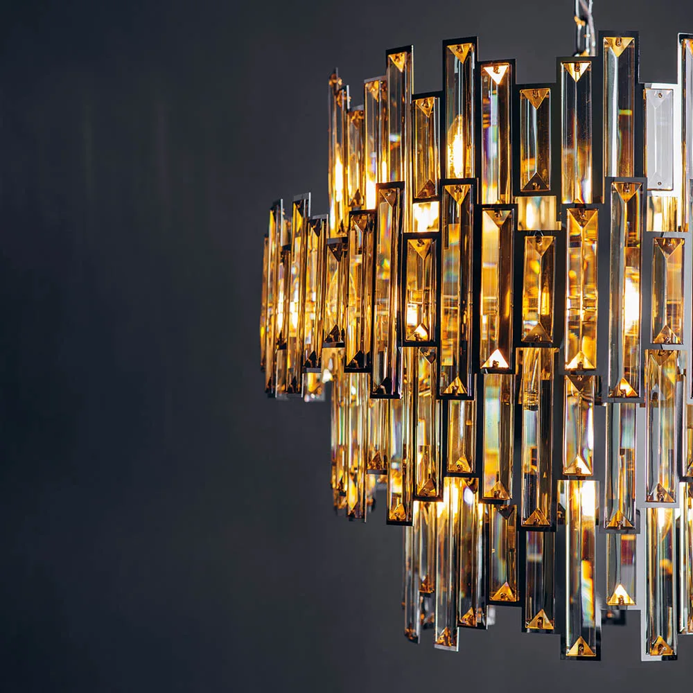 Ceiling Pendants - Endon Viviana 15lt Pendant Chrome & champagne crystal Dimmable (72746) - View 3