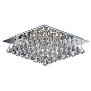 Searchlight Hanna 6Lt Flush Chrome Metal & Clear Crystal