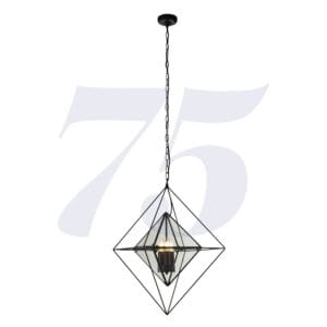 Ceiling Pendants - Searchlight Diamond 3Lt Pendant Black Metal & Clear Glass (7323-3BK)