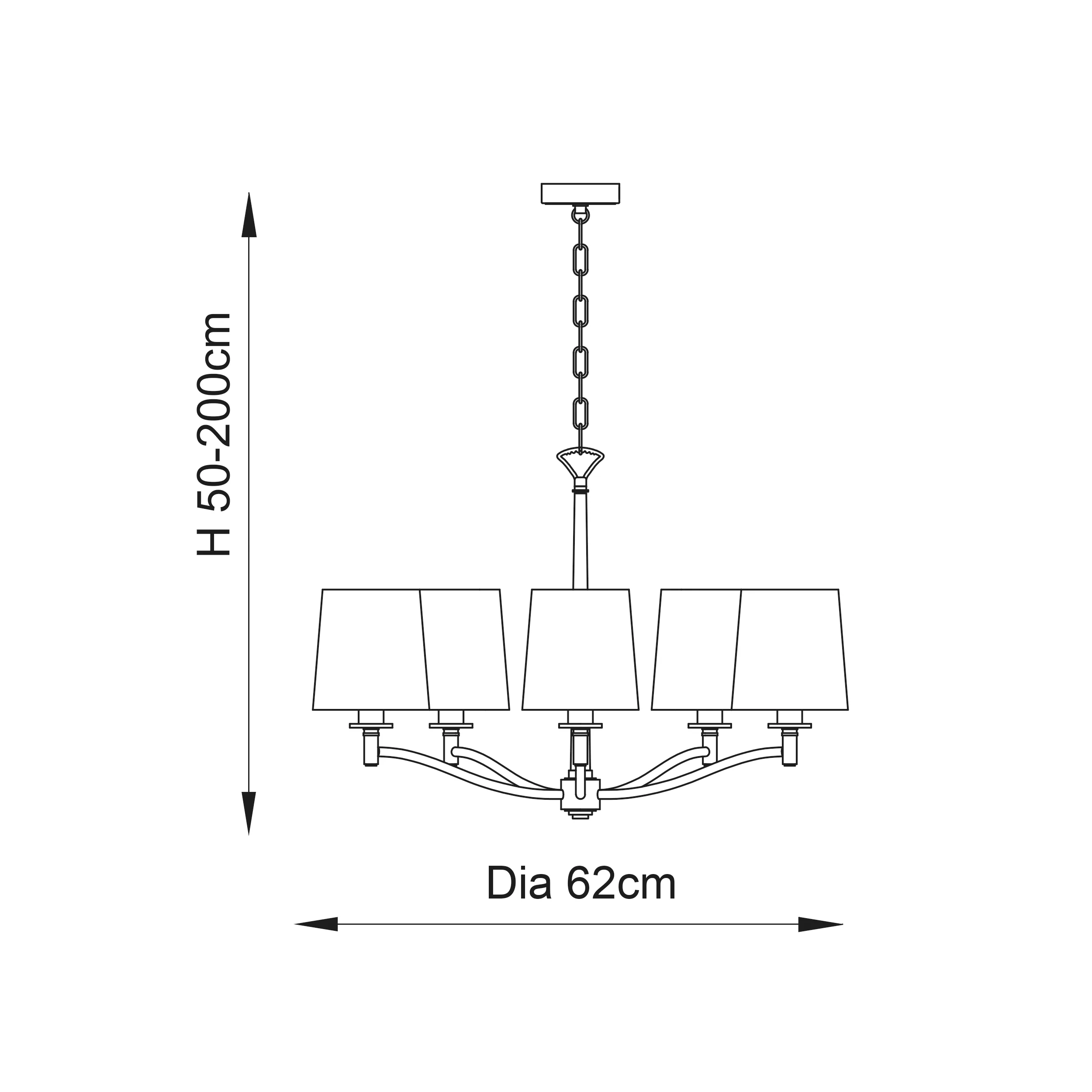 Ceiling Pendants - Endon Ortona 3lt pendant 40W (73411) - View 4