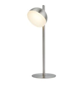 Table Lamps - Searchlight Tully Table Lamp Satin Silver Metal & Frosted Shade (7451-1SS)