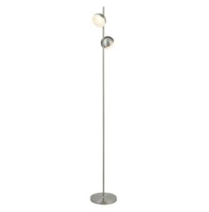 Floor Lamps - Searchlight Tully Floor Lamp Satin Silver Metal & Frosted Shade (7452-2SS)