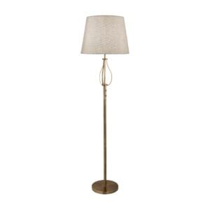 Floor Lamps - Searchlight Vegas Floor Light Antique Brass Metal & Cream Hessian Shade (7485AB)