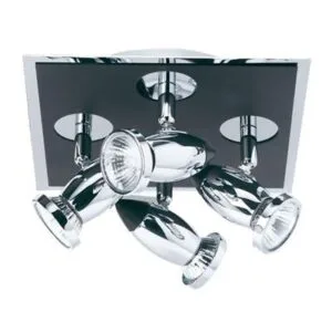 Spotlights - Searchlight Comet 4Lt Square Spotlight Matt Black & Polished Chrome (7494)