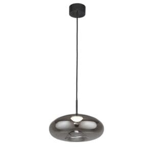 Ceiling Pendants - Searchlight Lisbon Pendant Black Metal & Smoked Glass (75131-1SM)