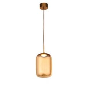Ceiling Pendants - Searchlight Lisbon Pendant Satin Brass & Amber Glass (75132-1AM)