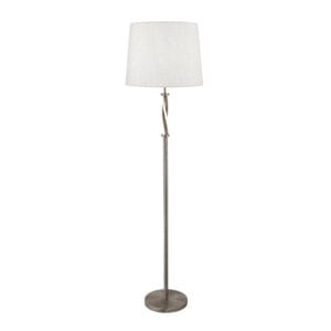 Floor Lamps - Searchlight Vegas Floor Lamp Satin Silver Metal & Ivory Hessian Shade (7565SS)