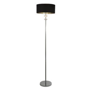 Floor Lamps - Searchlight Ontario Floor Lamp Chrome Metal & Black Fabric Shade# (7650CC)