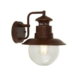 Lanterns - Searchlight Station Outdoor Wall Light Rustic Brown Metal & Glass (7652RU)