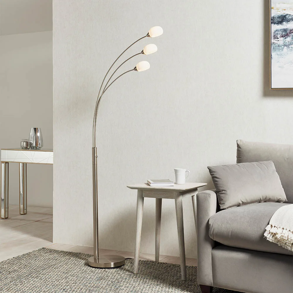 Floor Lamps - Endon Jaspa 3lt floor 5W SW warm white ( Nickel) (76567) - View 2