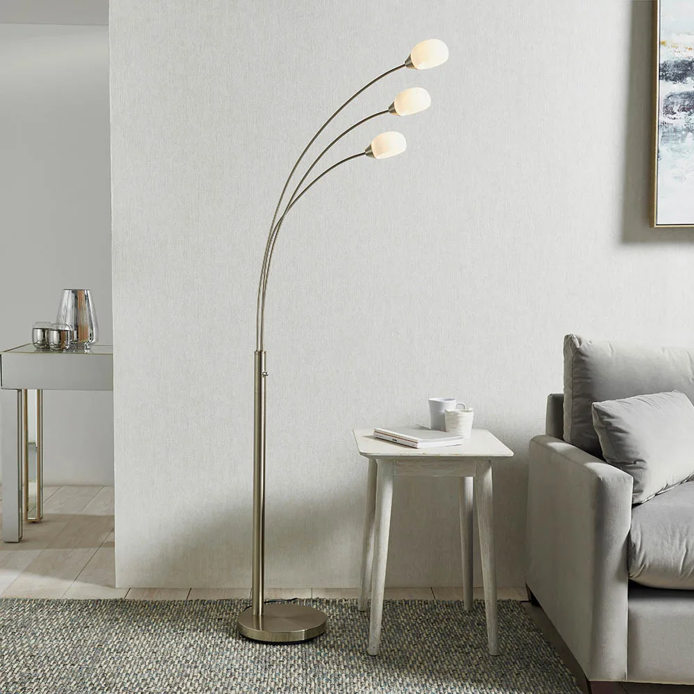 Floor Lamps - Endon Jaspa 3lt floor 5W SW warm white ( Nickel) (76567) - View 3