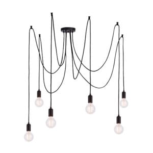 Ceiling Pendants - Endon Studio 6lt pendant 60W (Black) (76583)