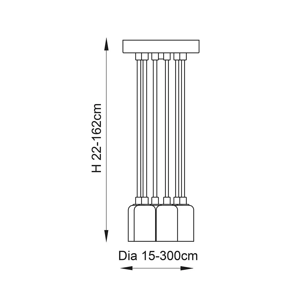 Ceiling Pendants - Endon Studio 6lt pendant 60W (Black) (76583) - View 4