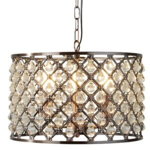 Ceiling Pendants - Searchlight Marquise 3Lt Drum Pendant Antique Copper Metal & Glass (7813-3CU)